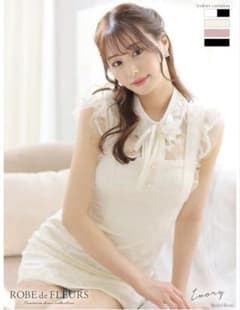 ROBE de FLEURSパールチュールｘ襟付き ミニキャバドレスのサムネイル