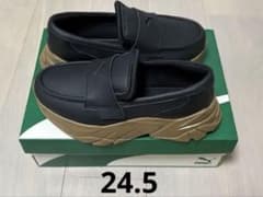 再値下げ！PUMA！美品！プーマウィメンズローファー　24.5 黒×ブラウンのサムネイル