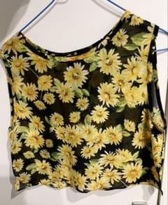 花柄 シースルー ノースリーブ シアートップスのサムネイル