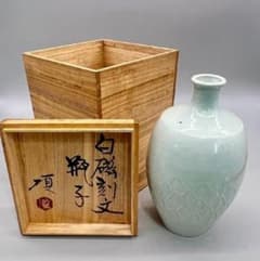 益子焼 名工【瀧田項一】作 白磁鎬手瓶子 共箱 R7112341 瀧田項一 ☆白磁刻文瓶子☆ 共箱付 - メルカリ