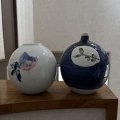 花瓶 2点セット 丸型 陶器 花器 インテリアのサムネイル