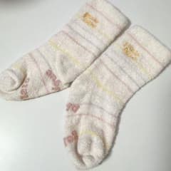 ジェラピケ　ジェラートピケ　キッズ靴下 白 ピンク 黄色 ストライプのサムネイル