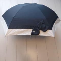 ジャンク品】ランバンオンブルー リボン付き晴雨兼用折りたたみ傘 日傘