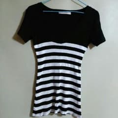 EMSEXCITE♡ボーダーTシャツ 黒×白のサムネイル