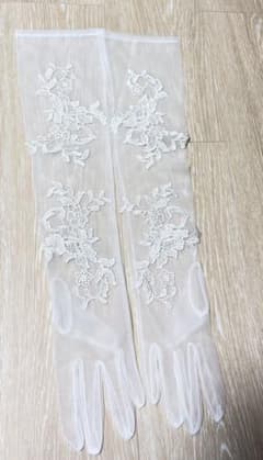 ウェディンググローブ ロング レース 花柄　約60センチのサムネイル