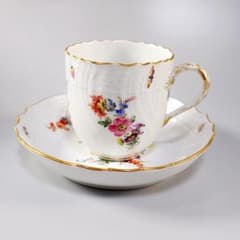 オールドマイセン 五つ花 金彩 カップ＆ソーサー ボタン剣 Meissen #2
