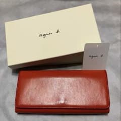 アニエスベー　agnes b. 長財布 レザー　オレンジ　バイカラー　がま口のサムネイル