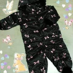 【KMK☆様専用☆】あったかモコモコ☆リボンドットの中綿入り薄手ジャンプスーツ♪のサムネイル