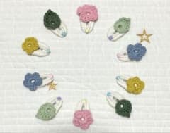 ベビー キッズ ヘアピン パッチンピン かぎ針編み 花 ハンドメイド 2個セットのサムネイル