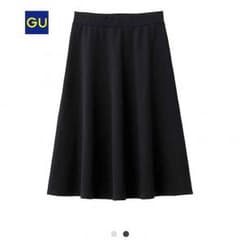 【専用です！】未使用/GU ひざ丈フレアスカート 黒のサムネイル