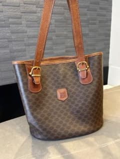 CELINE セリーヌ マカダム柄 トートバッグ レザー ヴィンテージ