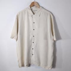 カッター&バック 開襟半袖シャツ XL ベージュ 無地アロハ風 古着 3XL相当のサムネイル
