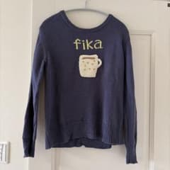 fika マグカップモチーフ ニット 長袖 ネイビーのサムネイル