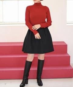 trefle+1 トレフルプラスワン ボトルネックリブニット レッド - メルカリ