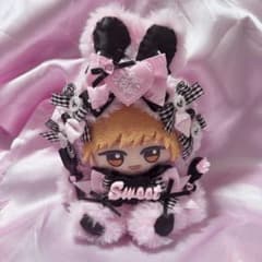 おすわりぬい服 12-15cm うさ耳 ピンク×黒 量産型 地雷 - メルカリ