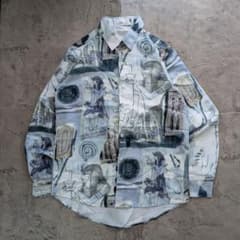 【専用】【SnowMan 目黒蓮着用】総柄シャツ 長袖シャツ ポリシャツ レトロのサムネイル