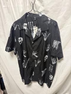 ROMWE スカル柄 半袖シャツ ブラック XXLのサムネイル
