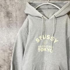 【90s 紺タグ】OLD STUSSY 原宿限定 プルオーバーパーカー 灰 L
