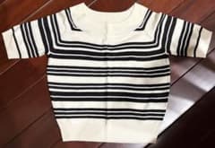 <AMERICAN HOLIC半袖ニットセーター ホワイト/ブラック Fサイズ>