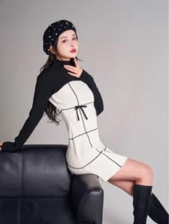 Darich ドッキングリボンデザインニットミニワンピース ダーリッチ