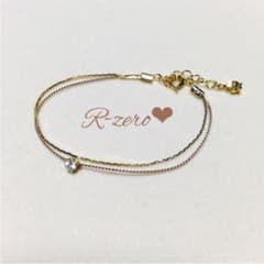 一粒ダイヤブレスレット♡ベージュ×プレミアムゴールドチェーンのサムネイル