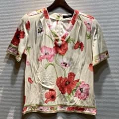 LEONARD レオナール 花柄 フラワー 半袖 カットソー Tシャツ ベージュ