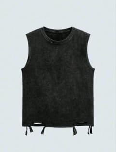 ノースリーブ Tシャツ ブラック ゴシック調エンボス加工 Sサイズのサムネイル