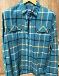 patagonia メンズ M グリーン系チェックネルシャツ Patagonia チェックネルシャツ M グリーン 長袖 オーガニックコットン