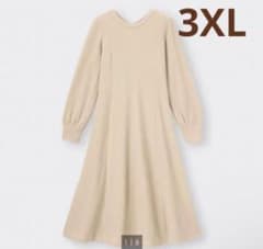GU ワッフルバックヘンリーネックフレアワンピース 3XL 大きいサイズのサムネイル