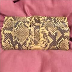 【新品】パイソン長財布 蛇革 イエローベージュのサムネイル