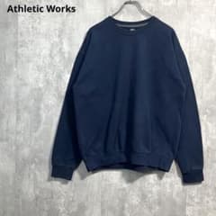 Athletic WorksスウェットLネイビー茄子紺ブランク無地ソリッド古着