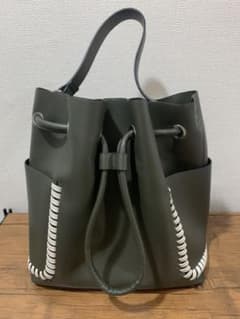 【美品】ZARA トートバッグ　カーキのサムネイル