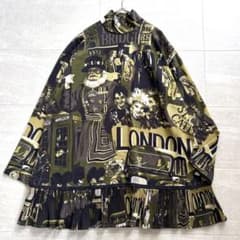 美品＊トクコプルミエヴォル スタンドカラー プリーツ 総柄 チュニック
