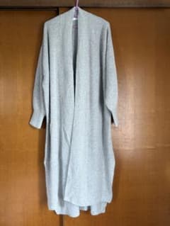 グレー ニット オープンフロントロングカーディガンのサムネイル
