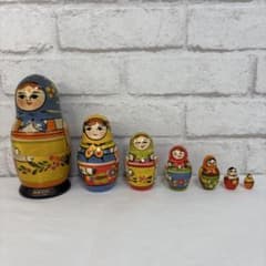 マトリョーシカ 木製 7体セット ロシア 民芸品 ハンドペイント 置物 人形 マトリョーシカ 木製 7体セット ロシア 民芸品 ハンドペイント 置物