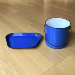 古道具　レトロ　ホーロー　ミニバケツ　灰受け皿　サビ
