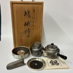 薩摩錫器 登六作 茶入 茶道具 共箱 錫半造 嵯峨野 茶器揃 本錫 茶道具 煎茶道具 共箱 - メルカリ