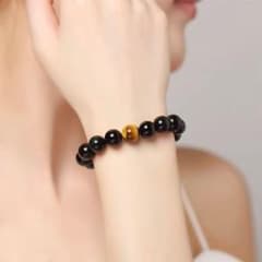 팔찌 타이거 아이 스타일 블랙 12mm 액세서리 유니섹스 블랙