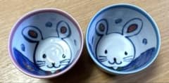波佐見焼　手描き　うさぎ絵　湯呑みセット　新品未使用のサムネイル