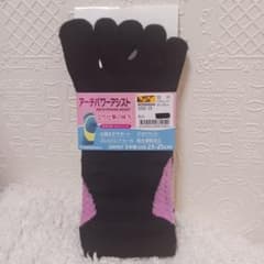 WORKMAN アーチパワーアシスト 5本指ソックス クロピンク