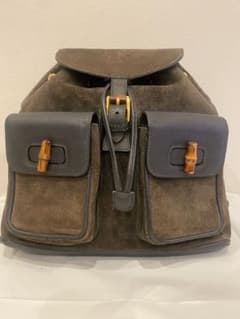 【美品】グッチ　GUCCI バンブー レザースエード リュックサック 巾着バッグのサムネイル