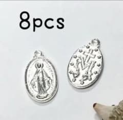 [C3156](8個)オーバルメダイユコインチャーム(シルバー)のサムネイル