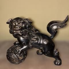 昭和レトロ　特級呪物　玉獅子　手毬獅子　骨董品　置物狛犬　昭和　和モダン　獅子像 昭和レトロ 特級呪物 玉獅子 手毬獅子 骨董品 置物狛犬 昭和 和モダン