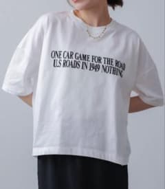 Bou Jeloud レタリングフロッキープリントTシャツ　オフホワイトのサムネイル