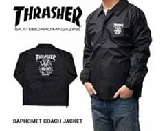一度のみ着用 美品 THRASHER Baphomet コーチジャケットRVCA - メルカリ