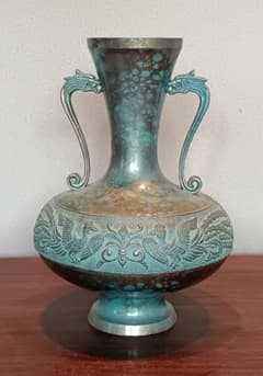高岡銅器 青銅 花瓶 双耳 龍 鳳凰 彫刻 置物 骨董 工芸 - メルカリ