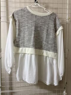 HK WORKS LONDON ツイード風 ドッキングブラウス Lのサムネイル