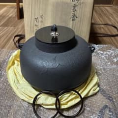 茶道具 鉄瓶 釜 鶴地紋 釜師 菊地政光 - メルカリ