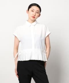 【BEAMS HEART】裾プリーツ 半袖シャツ ホワイト　フリーサイズ 美品のサムネイル