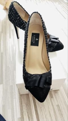 LANVIN ブラックツイードハイヒールのサムネイル